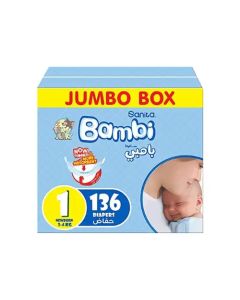 حفائض بامبي مولود جديد جامبو بوكس 136 حفاض